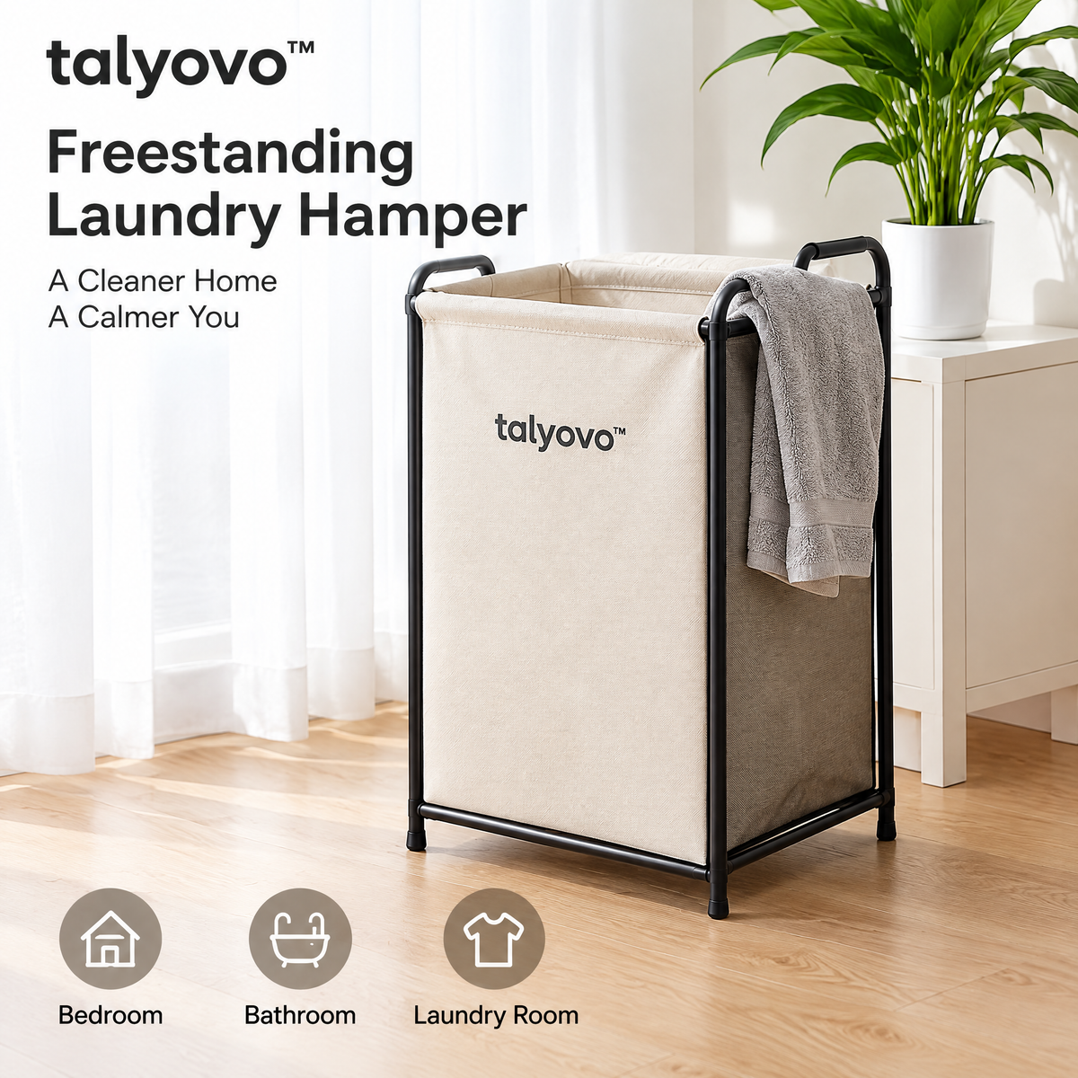 talyovo™ Freestanding Laundry Hamper with Removable Liner — Foldable Bedroom & Bathroom Clothes Basket