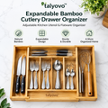 talyovo™ Expandable Bamboo Cutlery Drawer Organizer — Adjustable Kitchen Utensil & Flatware Tray