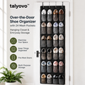 talyovo™ Over-the-Door Shoe Organizer with 24 Mesh Pockets — Hanging Closet & Entryway Storage
