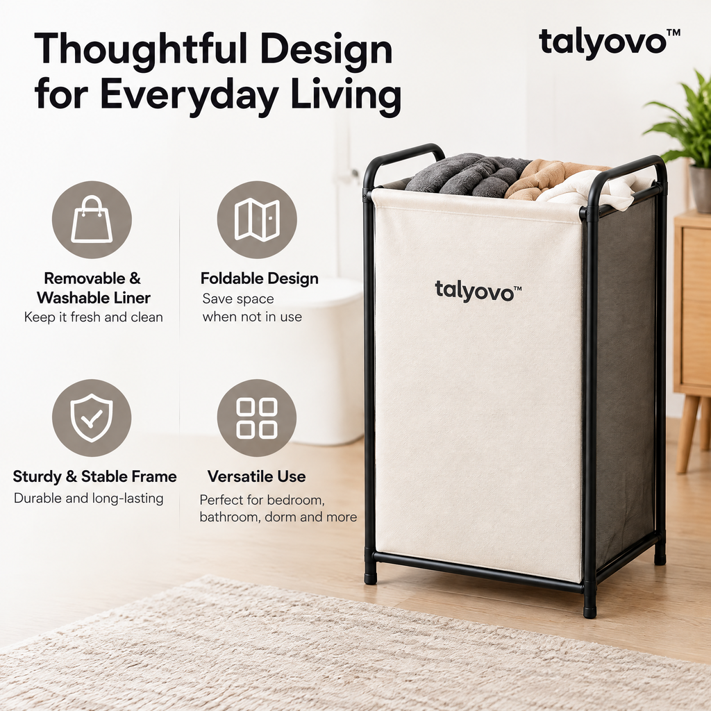 talyovo™ Freestanding Laundry Hamper with Removable Liner — Foldable Bedroom & Bathroom Clothes Basket