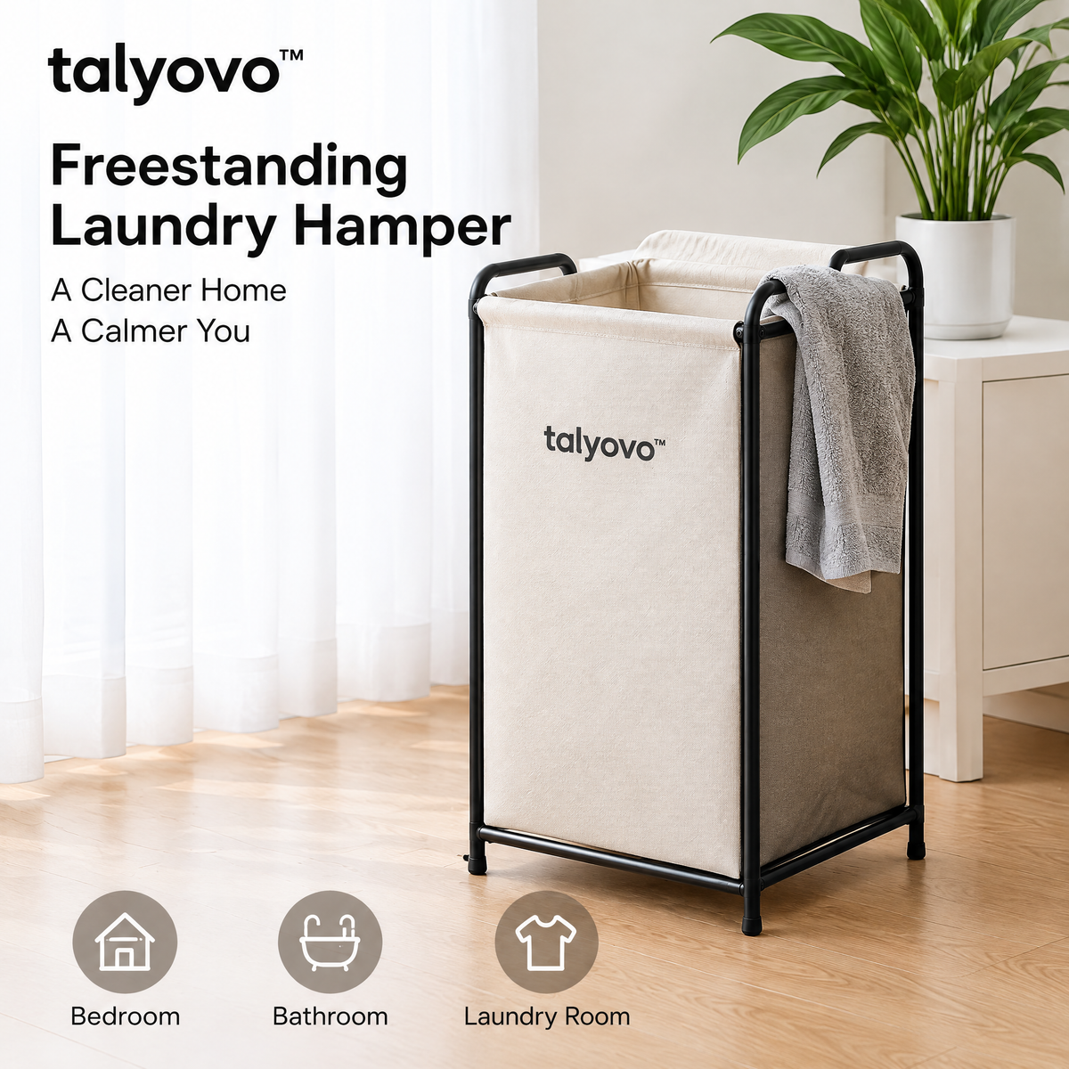 talyovo™ Freestanding Laundry Hamper with Removable Liner — Foldable Bedroom & Bathroom Clothes Basket